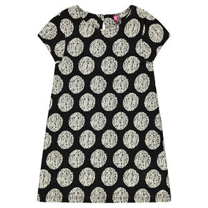 Robe manches courtes à pois en jacquard all-over 