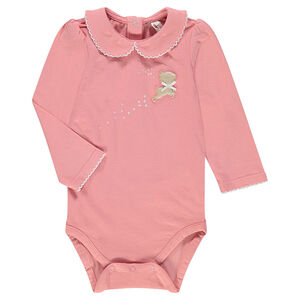 Body manches longues à col claudine avec print biche 