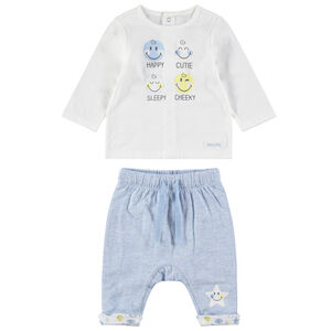 Ensemble avec tee-shirt print Smiley et pantalon chiné print étoile 
