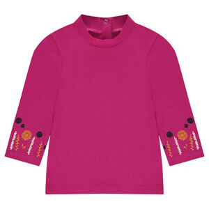 Sous-pull uni col cheminée avec broderies sur les manches 