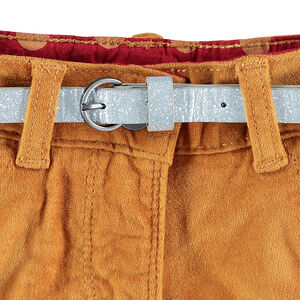 Short en velours ras avec ceinture pailletée argentée 