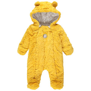 Combi-pilote en sherpa jaune à doublure imprimée 