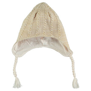 Bonnet péruvien en tricot fantaisie et pompons 