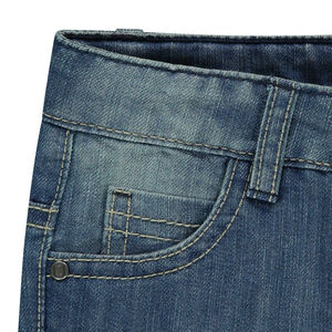 Bermuda en jeans effet used et crinkle 