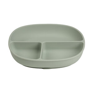 Assiette silicone compartimentée avec ventouse et couvercle sage 
