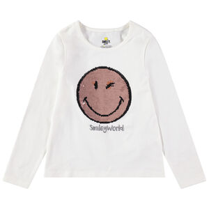 T-shirt manches longues en jersey avec Smiley en sequins magiques  