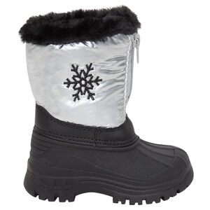 Après-ski argentés avec col en fausse fourrure 