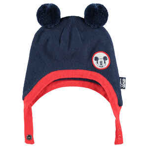 Bonnet péruvien en tricot avec pompons et badge Disney Mickey 