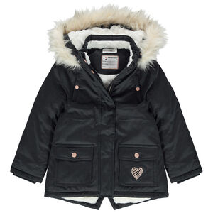 Parka en twill doublée sherpa à fausse fourrure amovible 