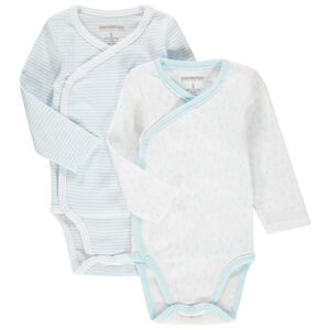 Body manches longues en coton bio à imprimés et rayures 