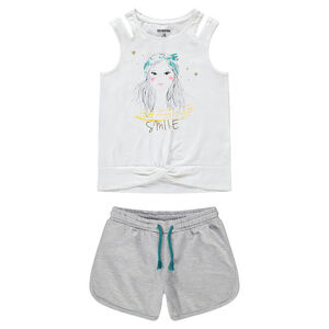 Junior - Ensemble avec débardeur print personnage et short gris 