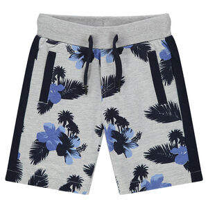 Junior - Bermuda en molleton avec hibiscus et palmes printés 