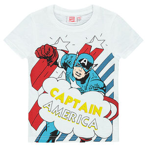 Tee-shirt manches courtes en slub Marvel print Captain America 