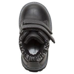 Bottillons aspect cuir à scratchs et crampons 