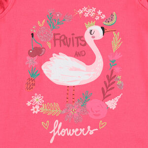 Ensemble avec tee-shirt à épaules ajourées et short print fraises 