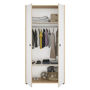 Armoire 2 portes Arthur - Blanc/Chêne 