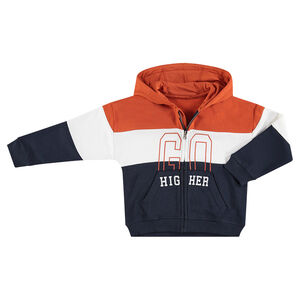 Gilet à capuche tricolore en molleton avec texte printé 