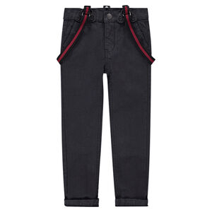 Junior - Pantalon en coton surteint avec bretelles amovibles 