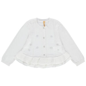 Gilet en tricot à motif jacquard et volants 