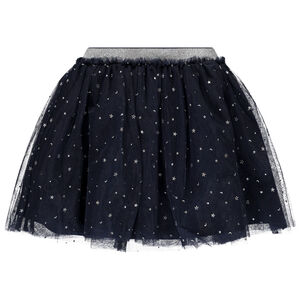 Jupe froncée en tulle imprimé argenté fille 