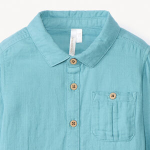 Chemise manches longues uni en double gaze pour bébé garçon 