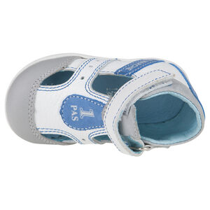 Salomés bicolores en cuir à scratch  