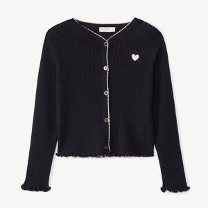 Gilet en tricot côtelé avec patch cœur fille 