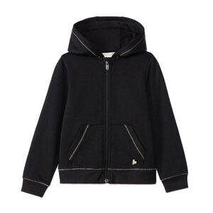 Gilet à capuche en molleton brodé cœur fille 