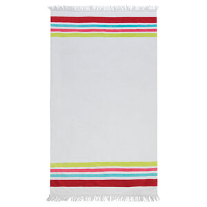 Serviette de plage avec rayures contrastées et franges 