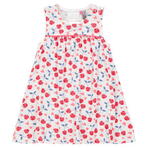 Robe de plage évasée imprimée coeurs et cerises 