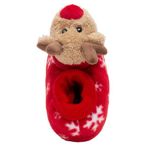Chaussons peluche cerf de Noël motif flocons de neige du 24 au 27 