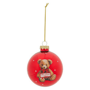 Boule de Noël Rouge Ours Mon premier Noël 8cm 