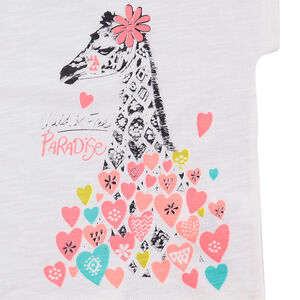 Ensemble avec débardeur print girafe et jupe volantée rose 