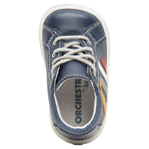 Bottillons en cuir à lacets avec bandes contrastées appliquées 
