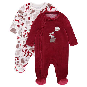 Lot de 2 dors-bien en velours motif animaux 