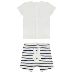 Ensemble court 2 pièces motif lapin avec short rayé pour bébé 