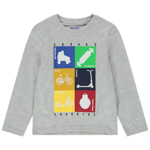 T-shirt manches longues en coton bio print fantaisie 