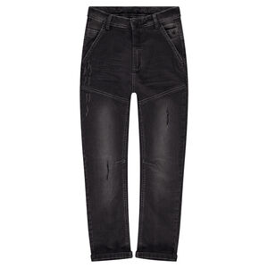 Junior - Jeans effet used et crinkle avec découpes  