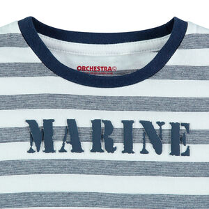 Tee-shirt manches courtes à rayures all-over avec inscription printée 