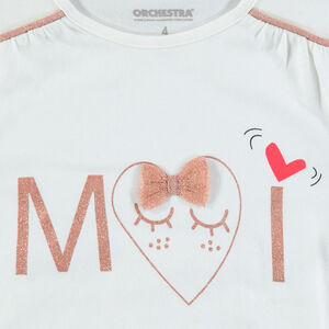 Tee-shirt manches longues avec volants et personnage printé 