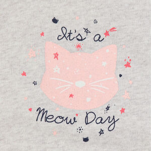 Robe en molleton manches courtes avec motifs fantaisie printés 