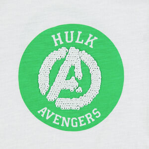 Tee-shirt manches courtes en jersey avec motif en sequins magiques Hulk Avengers Marvel 