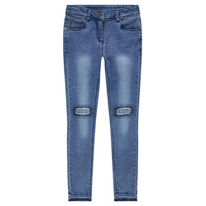 Junior - Jeans coupe slim effet used et crinkle avec fantaisies 