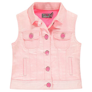 Veste sans manches en twill coloris fluo 