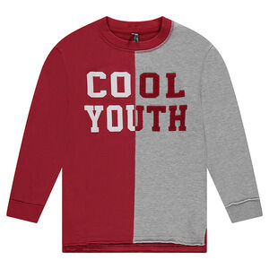 Junior - Sweat en molleton bicolore avec inscription fantaisie 