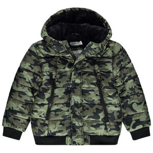 Doudoune motif camouflage all-over et doublure en sherpa 