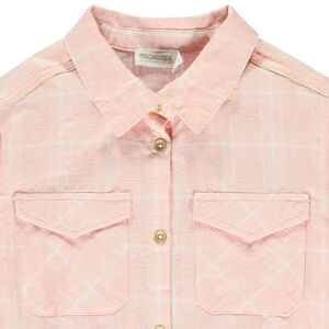 Chemise manches longues bouffantes à carreaux fille 