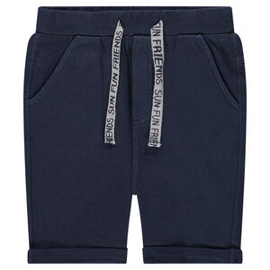 Bermuda en molleton uni avec cordons imprimés 