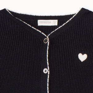 Gilet en tricot côtelé avec patch cœur fille 