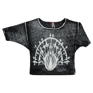 Pull oversize effet délavé print fantaisie 